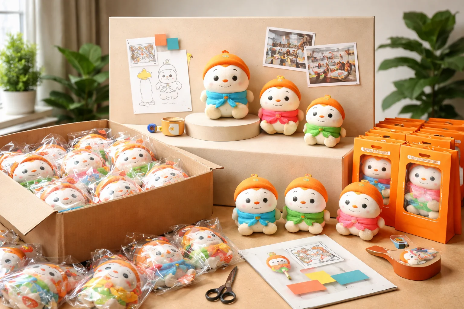 Custom plush giveaway toys produced for a large-scale promotional marketing campaign.