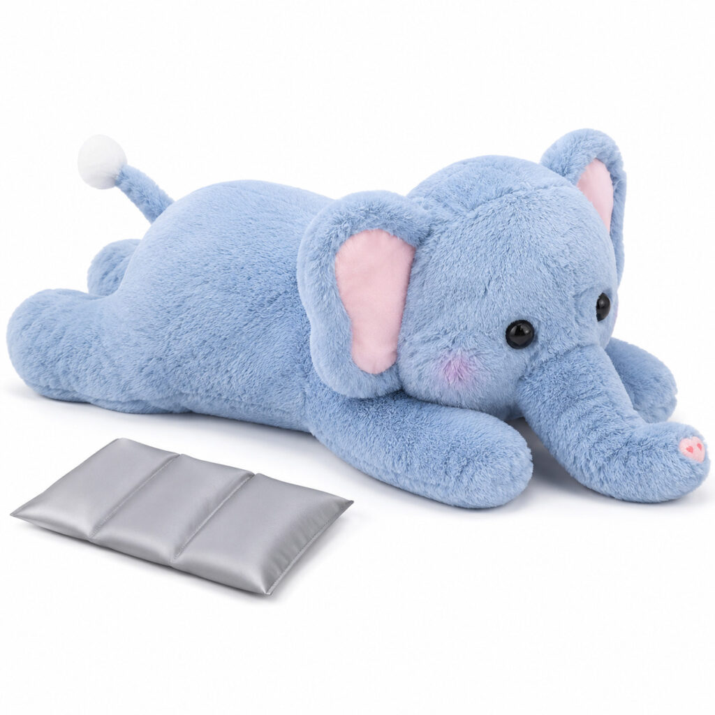 5lbs Blue Elephant Plush Toy Heatable Coolable Microwavable Animal Doll