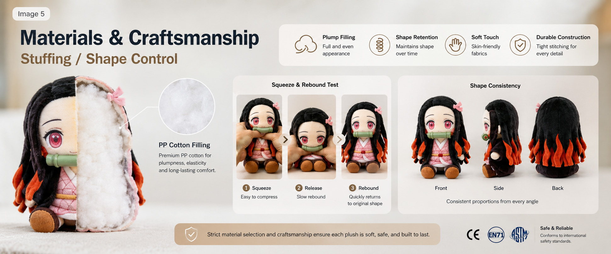 Materials and Craftsmanship For an 8 Inch Anime Plush Toy, soft fabric, cute expression, clean stitching, and accurate small-size shaping are important. Materials and Craftsmanship
For an 8 Inch Anime Plush Toy, soft fabric, cute expression, clean stitching, and accurate small-size shaping are important.