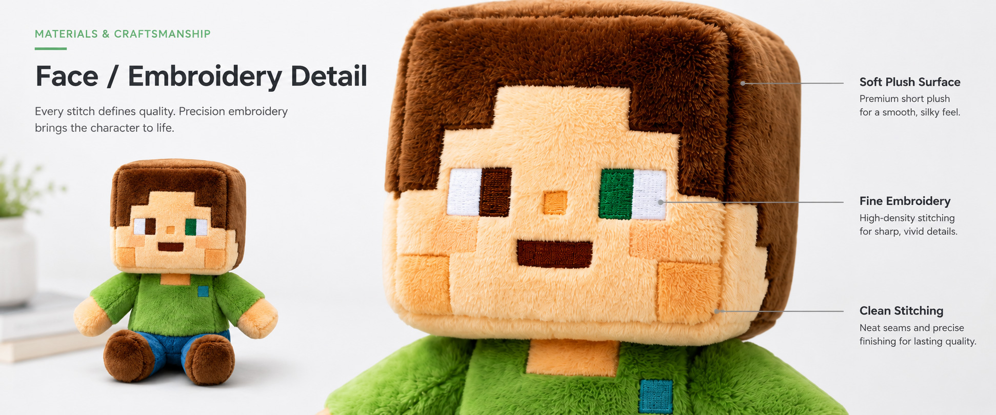 Materials and Craftsmanship For a Custom Game Character Plush, character accuracy, color matching, shape control, and clean finishing are important.