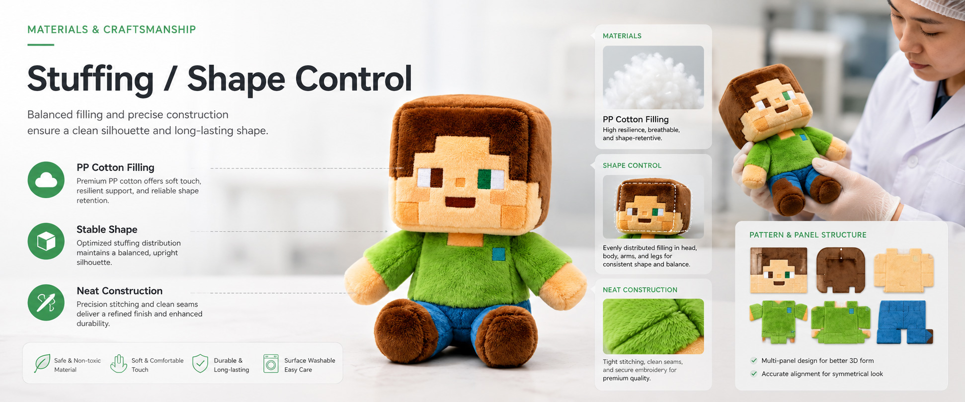 Materials and Craftsmanship For a Custom Game Character Plush, character accuracy, color matching, shape control, and clean finishing are important.