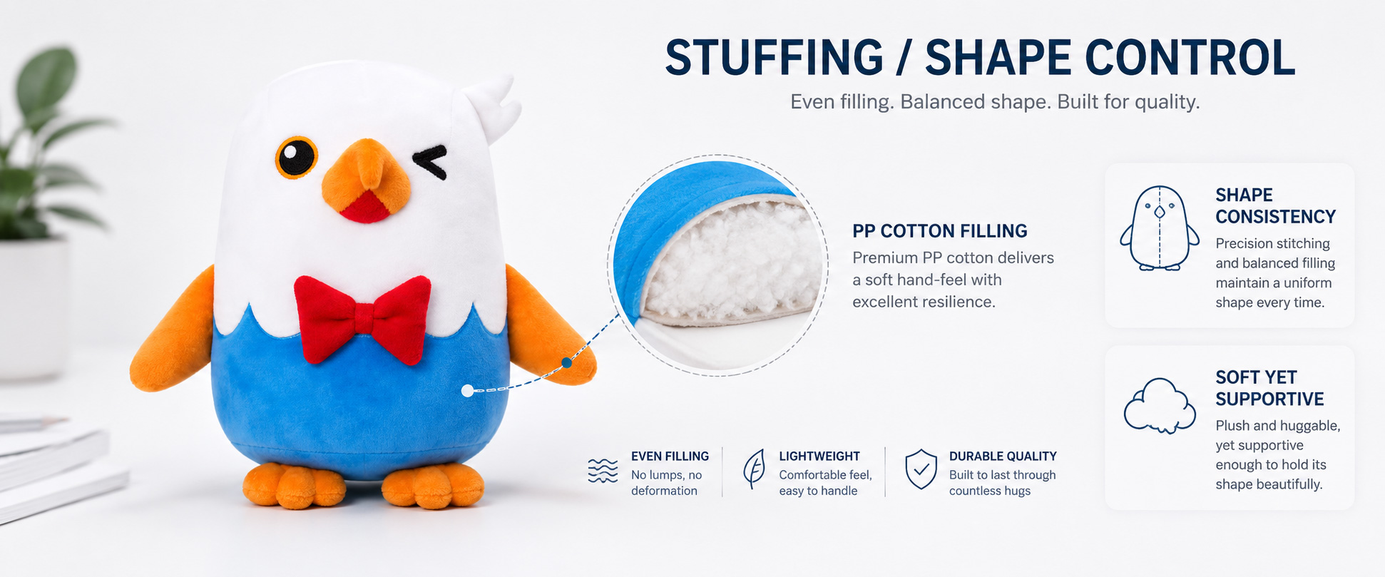 Bulk Production Support

As an anime plush manufacturer and OEM plush supplier, we support B2B buyers from concept development to final shipment.