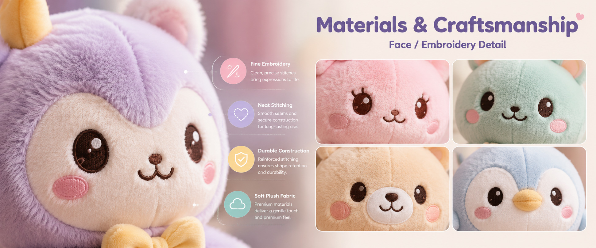 Materials and Craftsmanship

For a Wholesale Anime Plush Doll, character accuracy, soft fabric, clean stitching, balanced filling, and expressive face details are important.