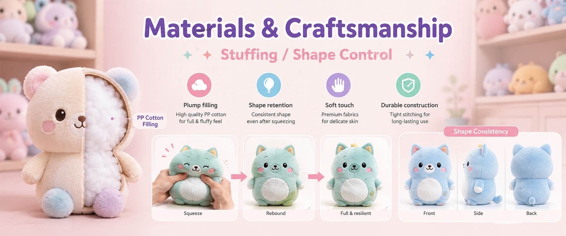 Materials and Craftsmanship

For a Wholesale Anime Plush Doll, character accuracy, soft fabric, clean stitching, balanced filling, and expressive face details are important.
