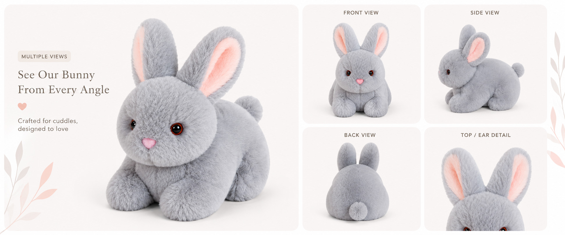Rabbit Style Realistic Rabbit, Cartoon Bunny, Baby Bunny, Long Ear Rabbit, Sitting Bunny, or Custom Rabbit Character Size Mini Plush, Medium Plush, Large Plush, Giant Plush, or Custom Dimensions Fabric Choice Super Soft Plush, Short Plush, Long Plush, PV Fleece, Polyester Plush, or Other Soft-Touch Materials
