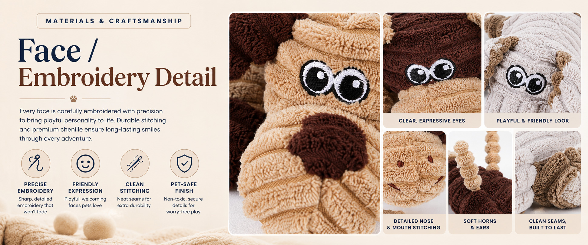 Materials and Craftsmanship For an Eco-Friendly Plush Dog Toy, material selection, clean stitching, stable sound insert placement, soft hand feel, and suitable pet-play structure are important.
