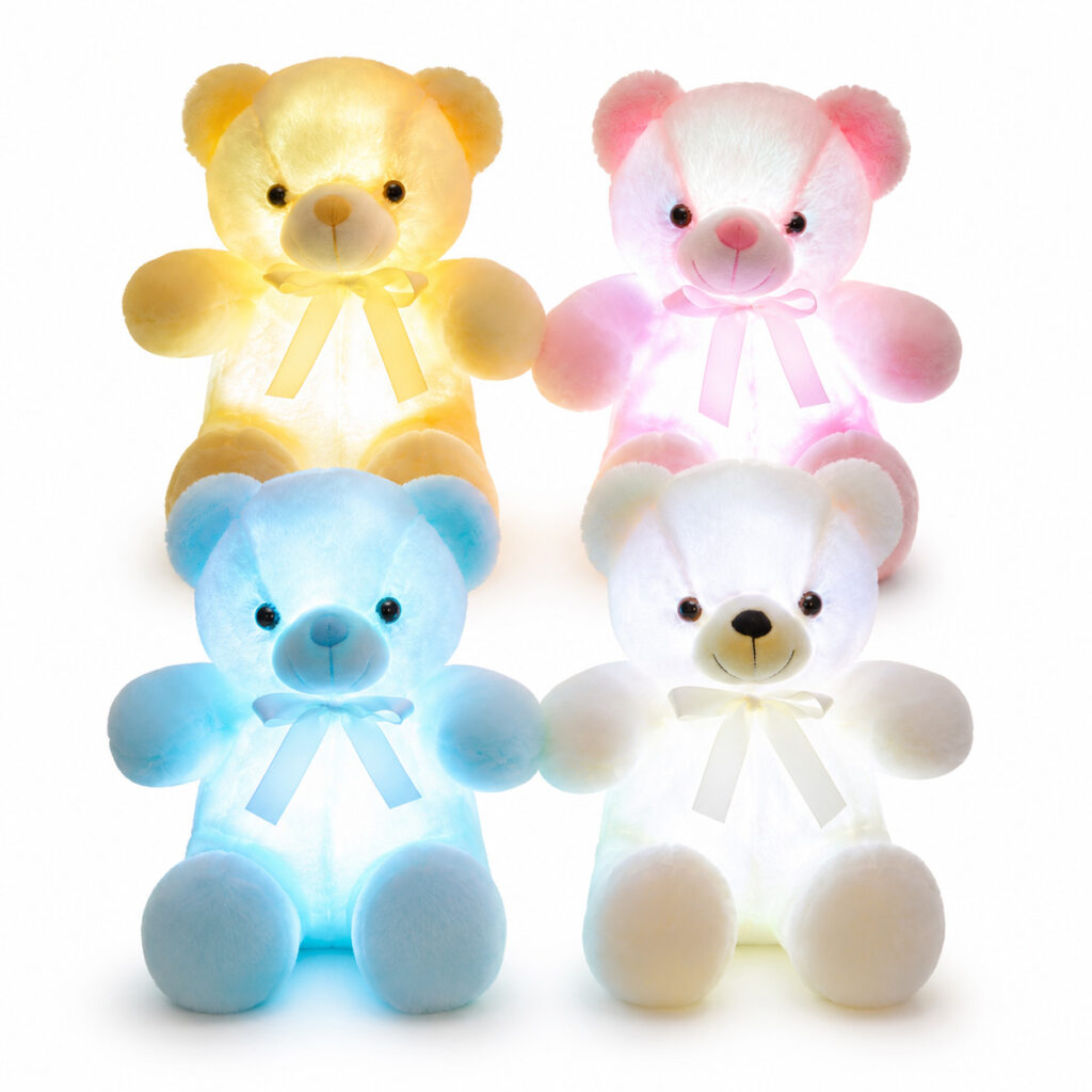 LED Light Up Teddy Bear Plush Toy Colorful Luminous Glow Bear