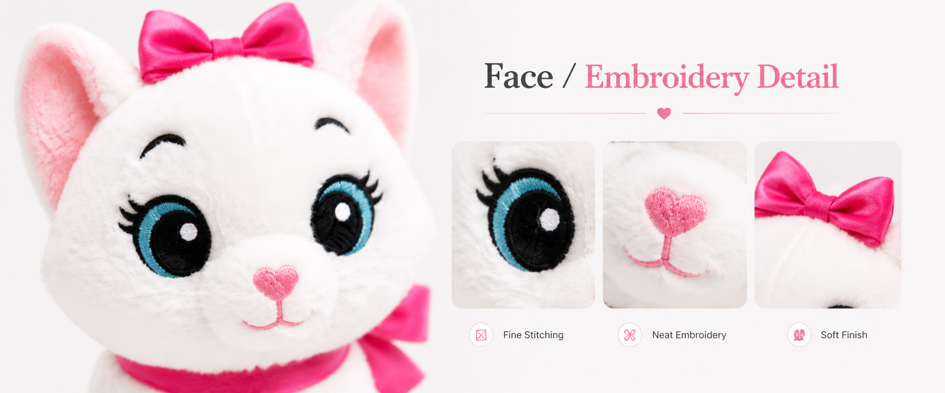 Materials and Craftsmanship

As a Stuffed Animal Manufacturer, we focus on soft fabric selection, accurate pattern cutting, neat sewing, balanced filling, and attractive cat details.