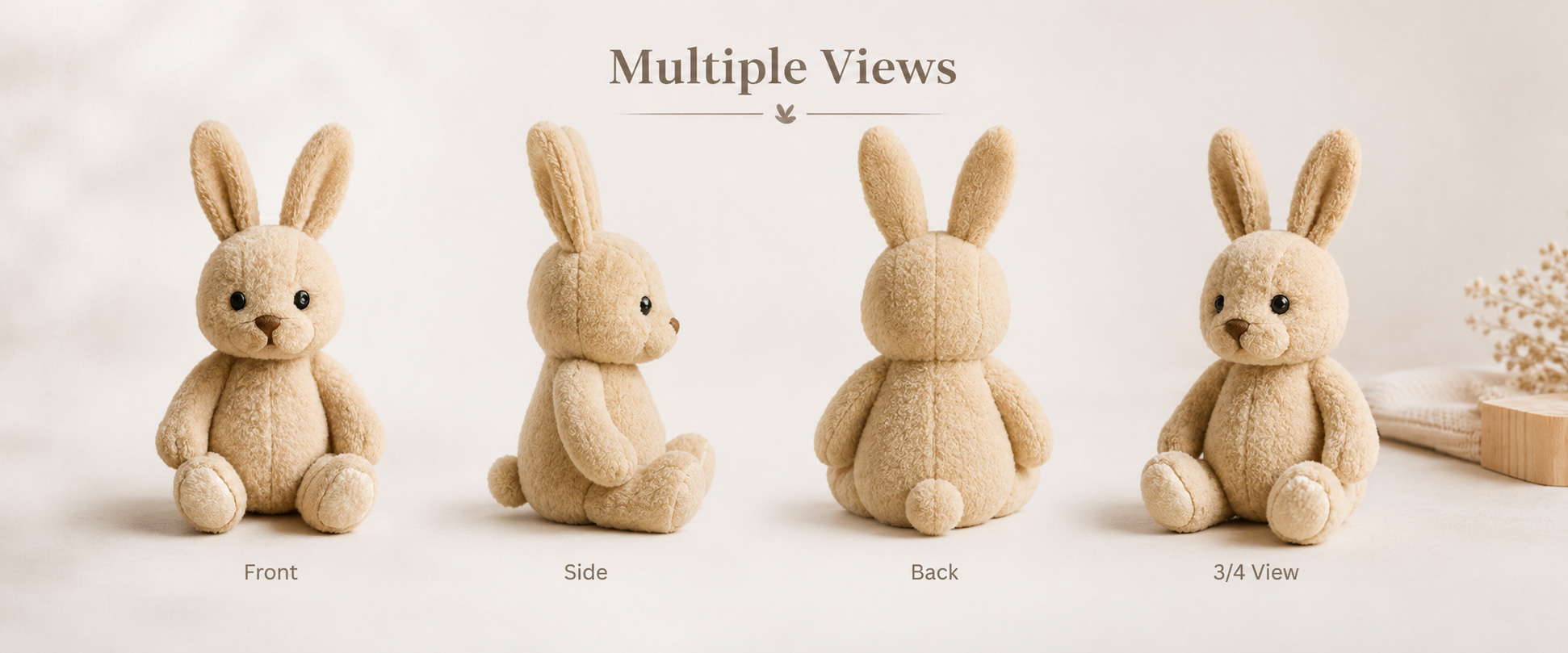 Rabbit Style Super Soft Bunny, Long Ear Rabbit, Standing Ear Bunny, Baby Bunny, Sitting Bunny, or Custom Rabbit Character Size Mini Plush, Medium Plush, Large Plush, Giant Plush, or Custom Dimensions Fabric Choice Super Soft Plush, Short Plush, Long Plush, PV Fleece, Polyester Plush, or Other Soft-Touch Materials