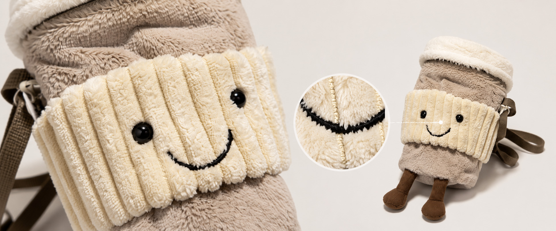 Materials and Craftsmanship

For a Coffee Cup Plush Crossbody Bag, soft plush texture, accurate cup shape, neat stitching, stable strap attachment, smooth closure, and clean embroidery are important.