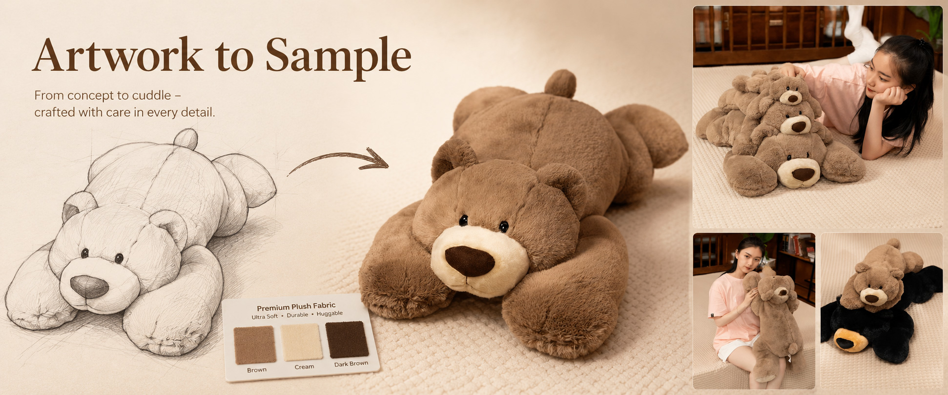 Our Weighted Bear Hug Pillow is designed for gift shops, toy retailers, wellness gift brands, supermarkets, online sellers, children’s product stores, and private label plush buyers.