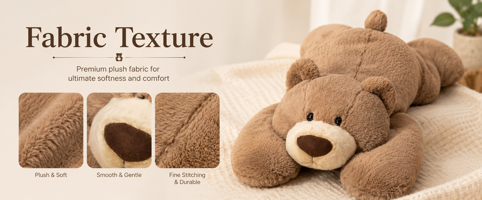 Materials and Craftsmanship For a Weighted Bear Hug Pillow, soft fabric, strong stitching, balanced weight distribution, smooth pillow shape, and clear instruction support are important.