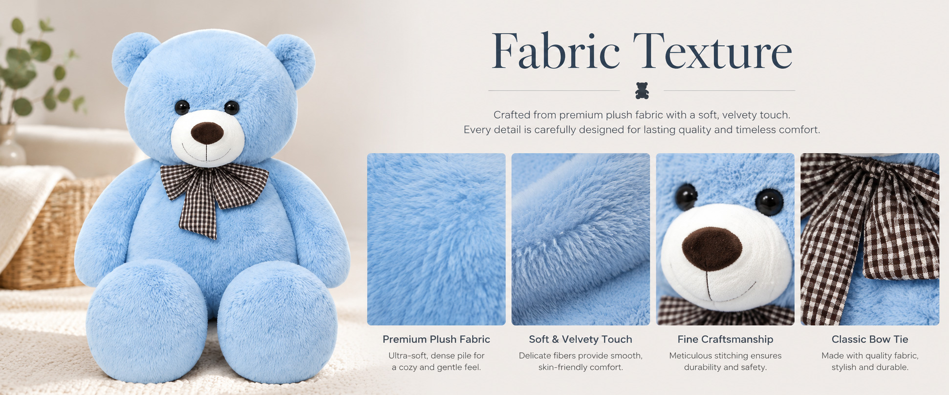 Materials and Craftsmanship

For a Giant Teddy Bear, fabric softness, body proportion, filling balance, and shape stability are very important.