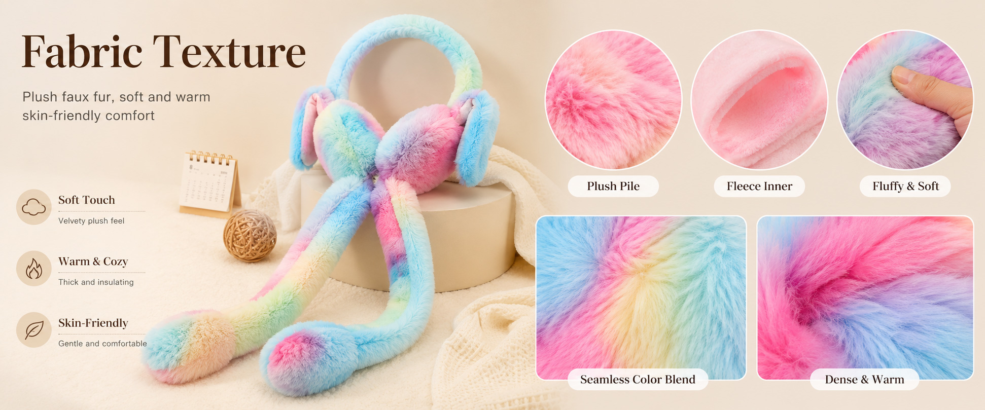 Materials and Craftsmanship

For Cute Rabbit Ear Plush Earmuffs, soft fabric texture, comfortable headband structure, stable stitching, and neat character shaping are important.