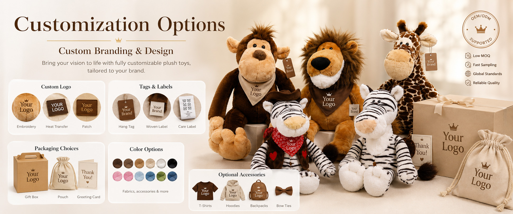 Animal Type Farm Animals, Wildlife Animals, Jungle Animals, Forest Animals, Zoo Animals, or Buyer-Requested Animals Animal Style Cute Cartoon Style, Realistic Style, Baby Animal Style, Mascot Style, or Character Design Size Mini Plush, Medium Plush, Large Plush, Giant Plush, or Custom Dimensions Fabric Choice Short Plush, Long Plush, Super Soft Plush, PV Fleece, Polyester Plush, or Other Soft-Touch Materials Animal Type Farm Animals, Wildlife Animals, Jungle Animals, Forest Animals, Zoo Animals, or Buyer-Requested Animals Animal Style Cute Cartoon Style, Realistic Style, Baby Animal Style, Mascot Style, or Character Design Size Mini Plush, Medium Plush, Large Plush, Giant Plush, or Custom Dimensions Fabric Choice Short Plush, Long Plush, Super Soft Plush, PV Fleece, Polyester Plush, or Other Soft-Touch Materials