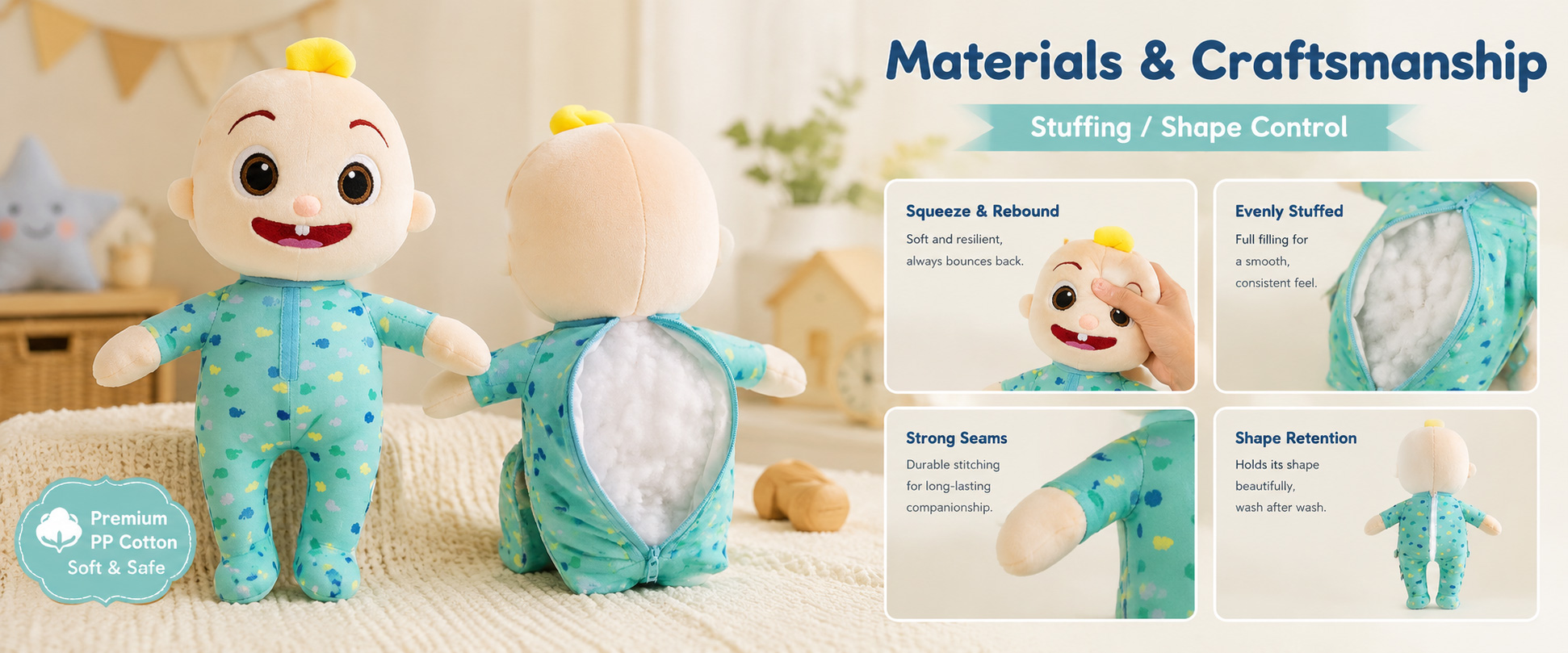 Materials and Craftsmanship

For a Low MOQ Custom Plush Toy, soft fabric, clean stitching, balanced filling, and gentle design details are important.