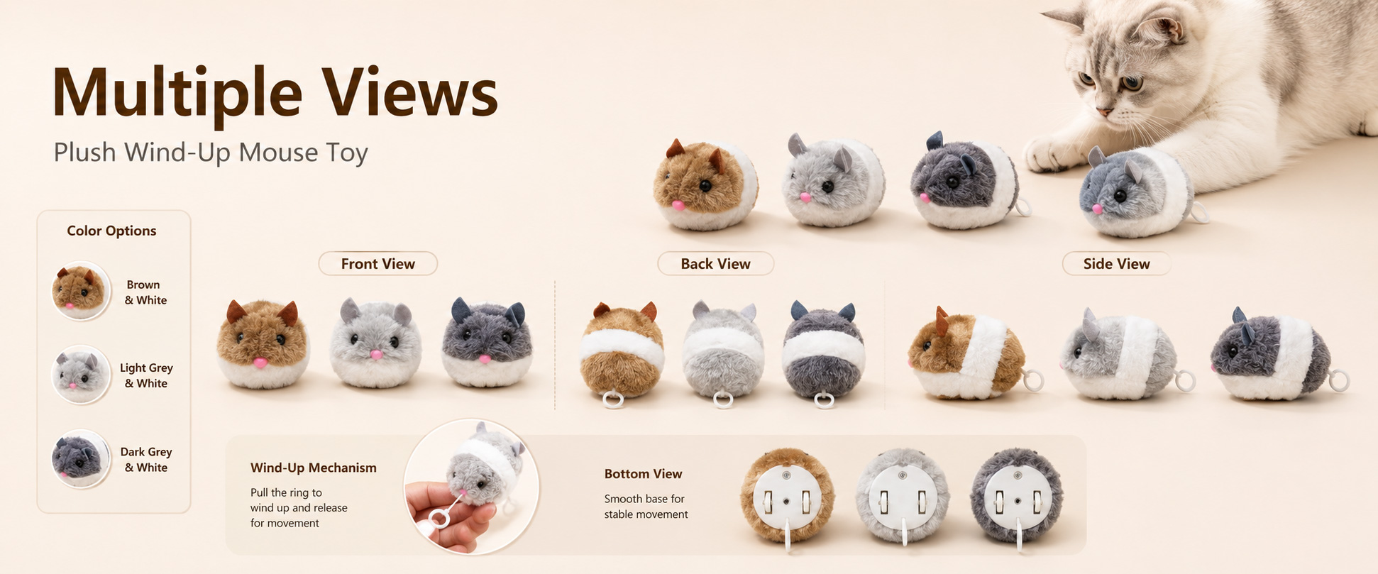 Mouse Design	Cute Mouse, Cartoon Mouse, Realistic Mouse, Small Animal Doll, Pet Toy Mouse, or Buyer-Owned Design
Size Options	Mini Size, Small Pet Toy Size, Retail Gift Size, Novelty Toy Size, or Custom Dimensions
Fabric Choice	Short Plush, Super Soft Plush, Minky Fabric, Crystal Plush, PV Fleece, Velboa, or Custom Textile