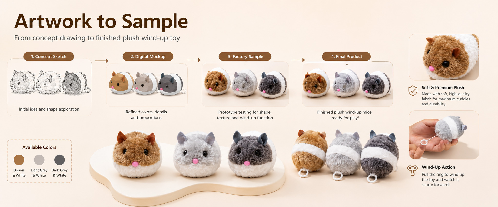 Our Pull Wire Plush Mouse Toy is designed for pet product brands, toy retailers, gift shops, supermarkets, online sellers, novelty toy suppliers, promotional buyers, and private label plush toy brands.