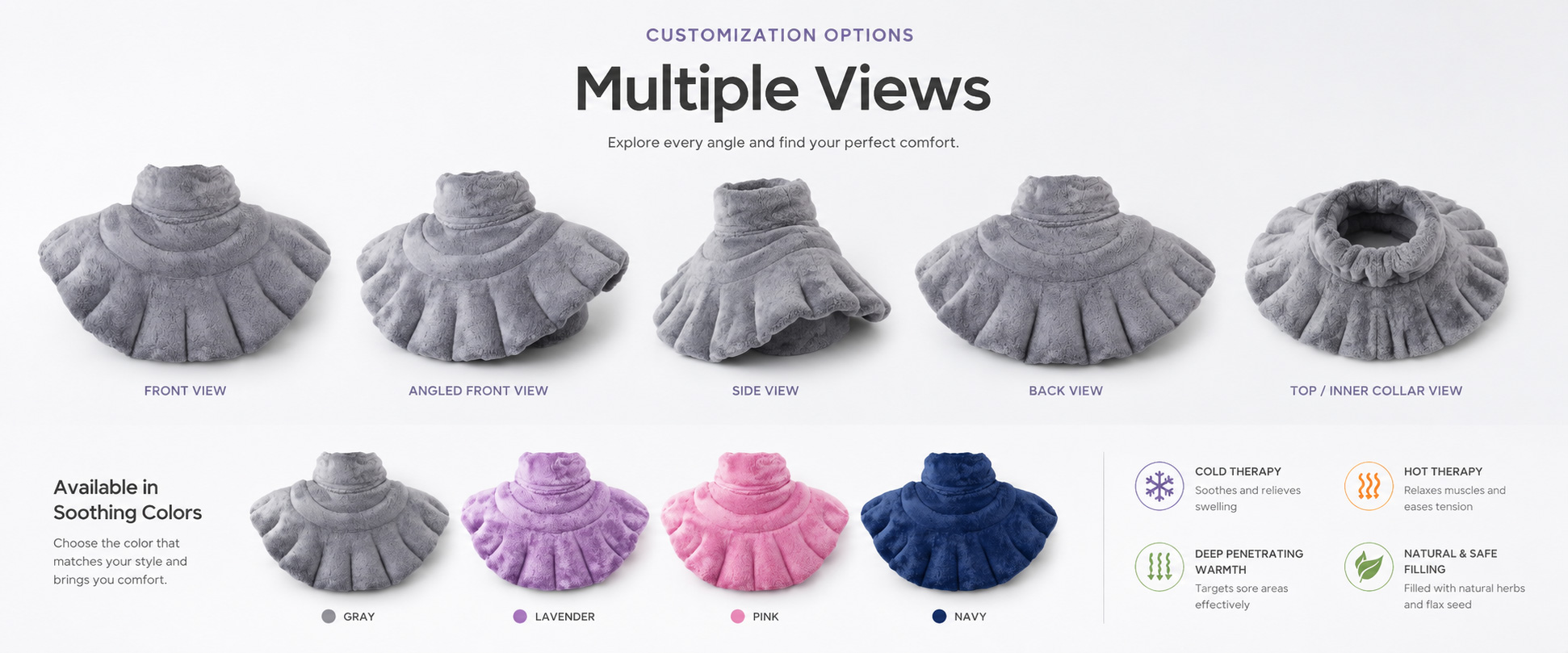 Product Shape Neck Shoulder Plush Wrap Pad, U-Shape Pillow, Long Wrap Pad, Weighted Comfort Pad, or Custom Shape Size Options Standard Neck Size, Shoulder Wrap Size, Travel Size, Gift Box Size, or Custom Dimensions Fabric Choice Super Soft Plush, Minky Fabric, Short Plush, Crystal Plush, PV Fleece, Velboa, or Custom Textile Product Shape Neck Shoulder Plush Wrap Pad, U-Shape Pillow, Long Wrap Pad, Weighted Comfort Pad, or Custom Shape
Size Options Standard Neck Size, Shoulder Wrap Size, Travel Size, Gift Box Size, or Custom Dimensions
Fabric Choice Super Soft Plush, Minky Fabric, Short Plush, Crystal Plush, PV Fleece, Velboa, or Custom Textile