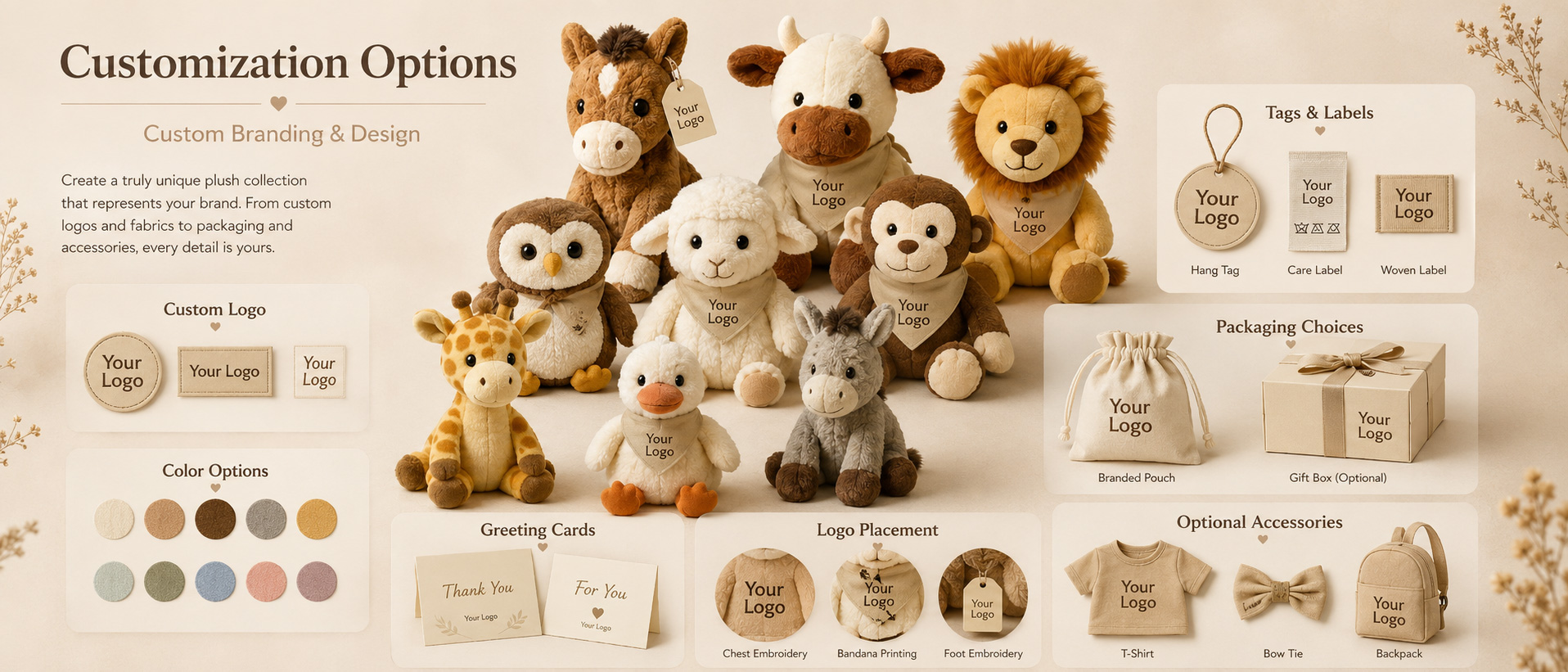 Animal Type Farm Animals, Wildlife Animals, Jungle Animals, Forest Animals, Zoo Animals, or Buyer-Requested Animals Animal Style Cute Cartoon Style, Realistic Style, Baby Animal Style, Mascot Style, or Character Design Fabric Choice Super Soft Plush, Short Plush, Long Plush, PV Fleece, Polyester Plush, or Eco-Conscious Fabric Options Animal Type Farm Animals, Wildlife Animals, Jungle Animals, Forest Animals, Zoo Animals, or Buyer-Requested Animals Animal Style Cute Cartoon Style, Realistic Style, Baby Animal Style, Mascot Style, or Character Design Fabric Choice Super Soft Plush, Short Plush, Long Plush, PV Fleece, Polyester Plush, or Eco-Conscious Fabric Options