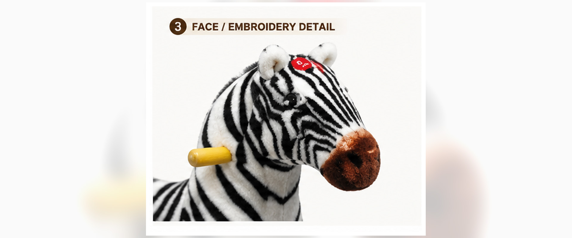 Materials and Craftsmanship

For a Rocking Ride On Zebra Plush, soft plush fabric, stable internal structure, balanced rocking base, secure stitching, and accurate zebra shaping are important.