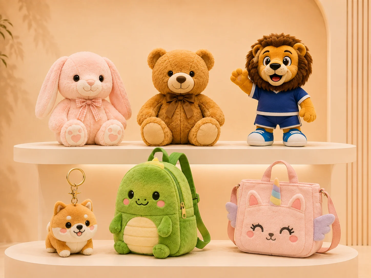 Collection of custom plush toys manufactured for global brands and retailers