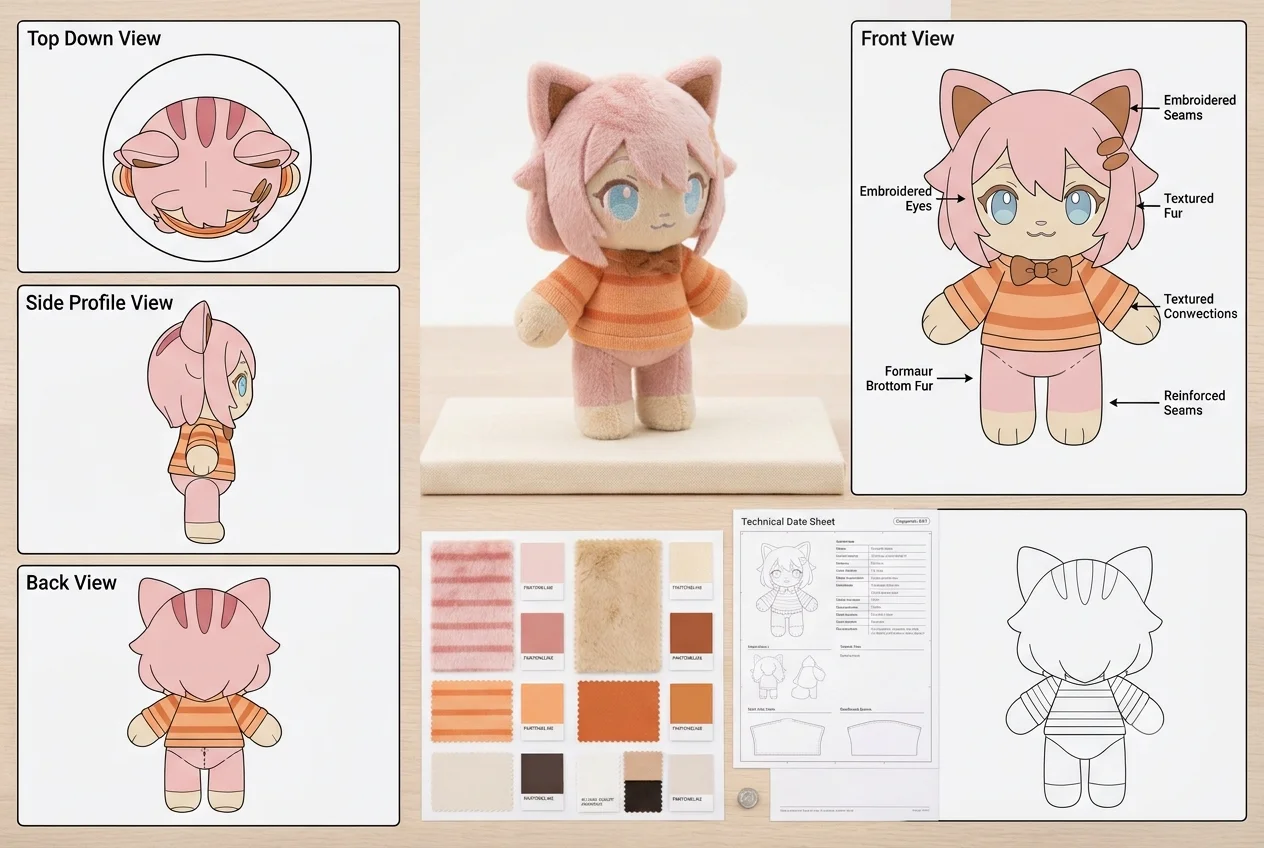 Finished custom plush prototype sample created before production