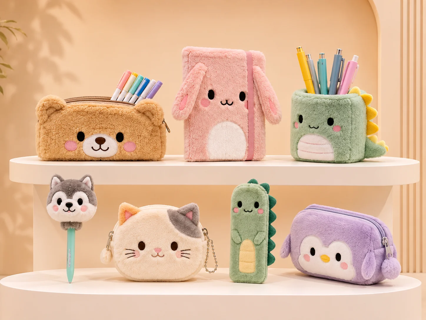 Custom plush stationery products manufactured for retail and promotional brands